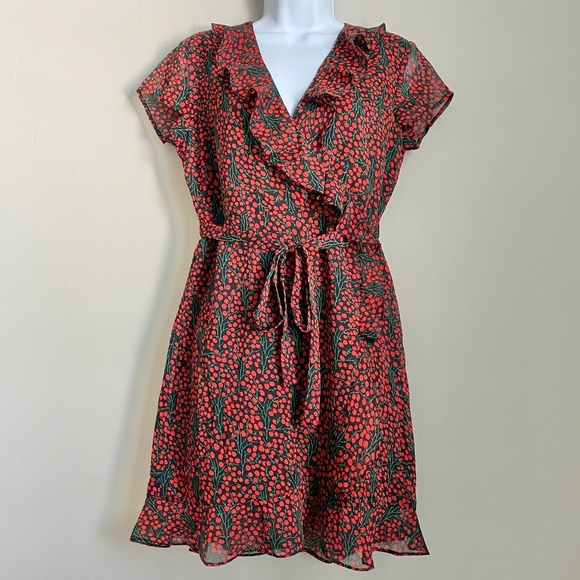 Bardot Cherry Print Faux Wrap Dress - Picture 3 of 8